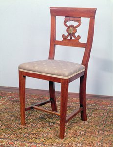 椅子、ビーダーマイヤー様式、1820年頃（真鍮製の台紙が付いた果物の木）